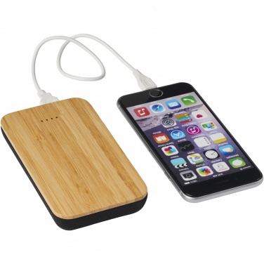 Logo trade promotional gifts image of: Future 6000 mAh bamboo/fabric wireless power bank