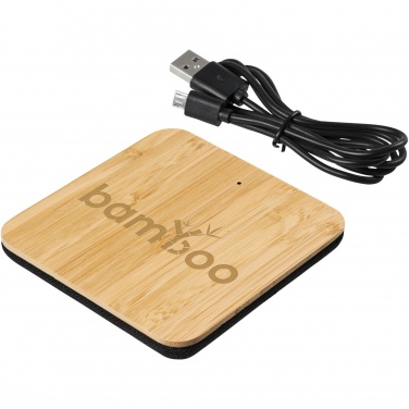 Logo trade advertising product photo of: Leaf 5W bamboo and fabric wireless charging pad