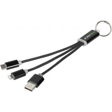 Logotrade advertising products photo of: Metal 3-in-1 charging cable with keychain