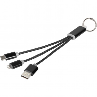 Logotrade promotional product image of: Metal 3-in-1 charging cable with keychain