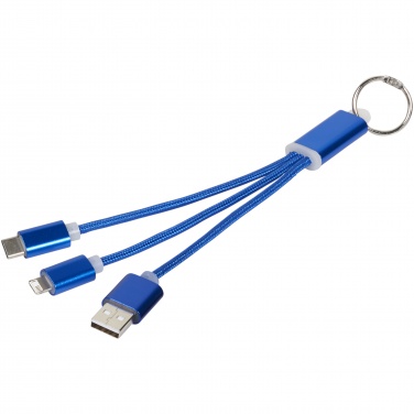 Logo trade business gift photo of: Metal 3-in-1 charging cable with keychain