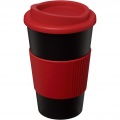 Americano® 350 ml insulated tumbler with grip, Solid black / Red