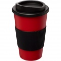 Americano® 350 ml insulated tumbler with grip, Red / Solid black