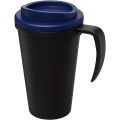 Americano® Grande 350 ml insulated mug, Solid black / Blue