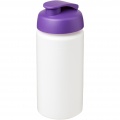 Baseline® Plus grip 500 ml flip lid sport bottle, White / Purple