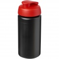 Baseline® Plus grip 500 ml flip lid sport bottle, Solid black / Red