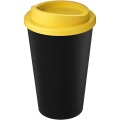 Americano® Eco 350 ml recycled tumbler, Solid black / Yellow