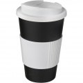 Americano® 350 ml tumbler with grip & spill-proof lid, Solid black / White