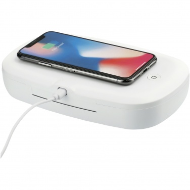 Logo trade business gift photo of: Capsule UV smartphone sanitizer with 5W wireless charging pad