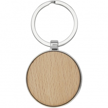 Logo trade promotional item photo of: Moreno beech wood round keychain