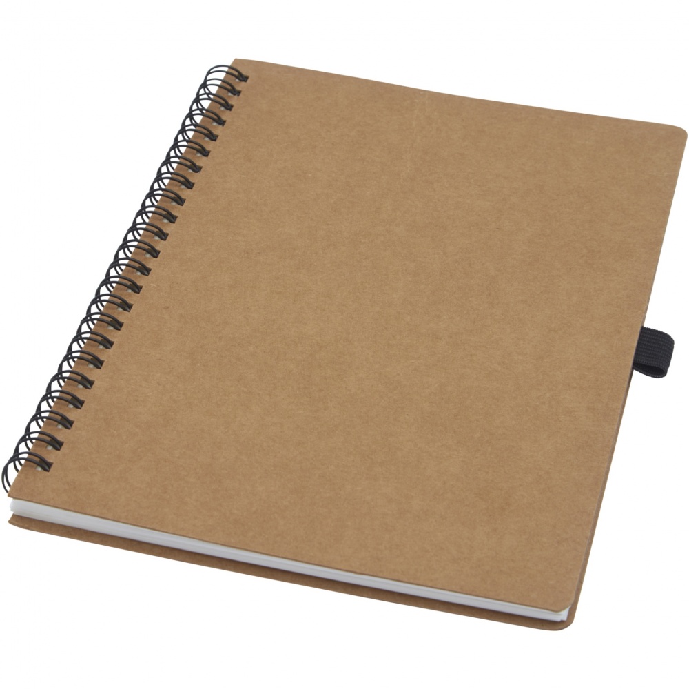 Logo trade promotional merchandise image of: Cobble A5 wire-o recycled cardboard notebook with stone paper