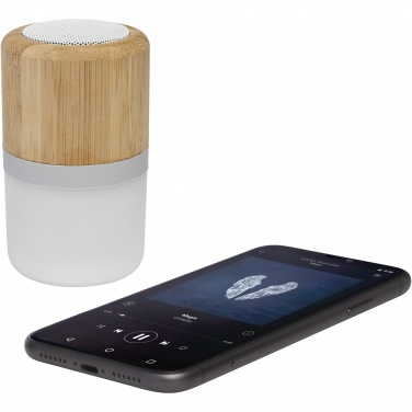 Logo trade promotional merchandise picture of: Aurea bamboo Bluetooth® speaker with light 