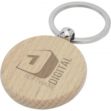 Logo trade promotional item photo of: Giovanni beech wood round keychain