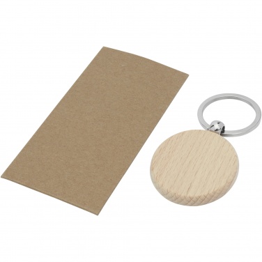 Logo trade advertising products picture of: Giovanni beech wood round keychain