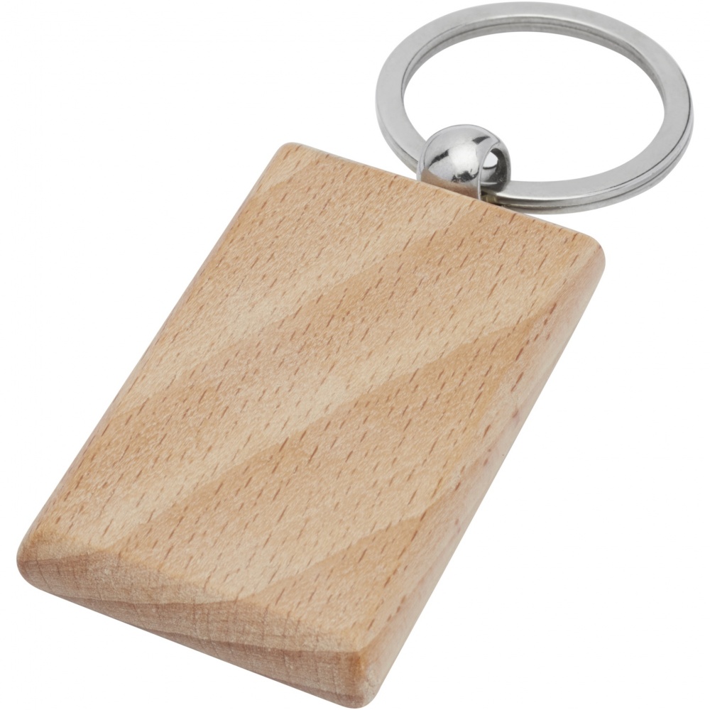 Logo trade promotional giveaway photo of: Gian beech wood rectangular keychain