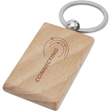 Logo trade promotional giveaways picture of: Gian beech wood rectangular keychain