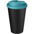 Americano® Eco 350 ml recycled tumbler with spill-proof lid, Aqua blue / Solid black