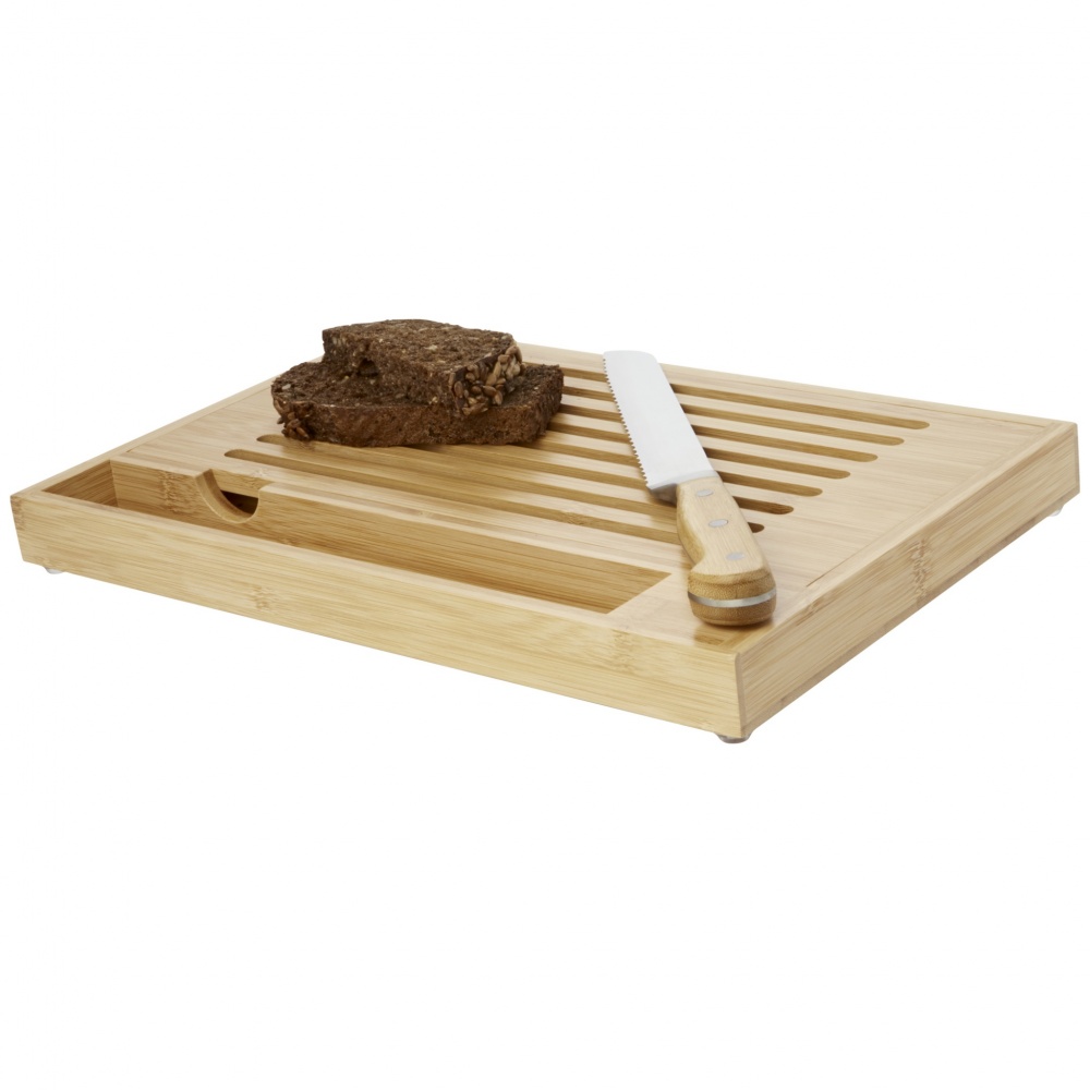 Logo trade promotional items image of: Pao bamboo cutting board with knife