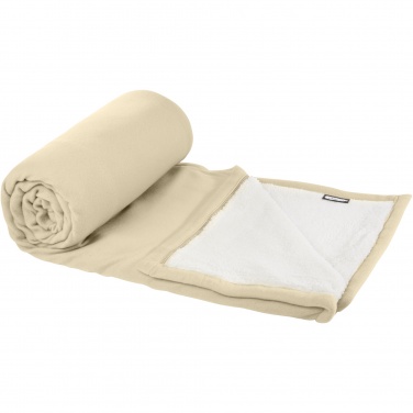 Logo trade promotional gift photo of: Marigold GRS certified RPET polar fleece and sherpa blanket