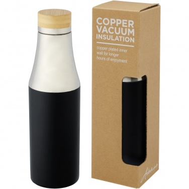 Logo trade promotional giveaways image of: Hulan 540 ml copper vacuum insulated stainless steel bottle with bamboo lid