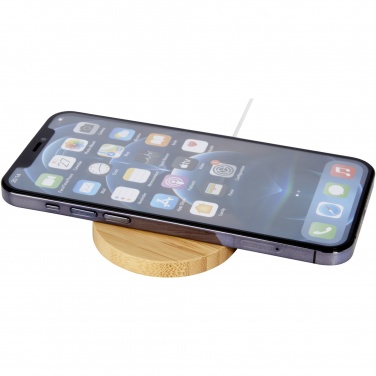 Logo trade promotional gifts image of: Atra 10W bamboo magnetic wireless charging pad