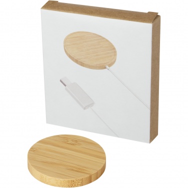 Logo trade promotional merchandise image of: Atra 10W bamboo magnetic wireless charging pad