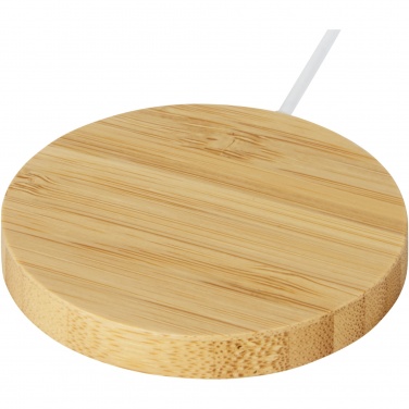 Logo trade promotional giveaways picture of: Atra 10W bamboo magnetic wireless charging pad