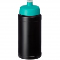 Baseline 500 ml recycled sport bottle, Solid black / Aqua blue