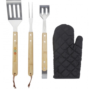 Logo trade advertising products image of: Gril 3-piece BBQ tools set and glove 