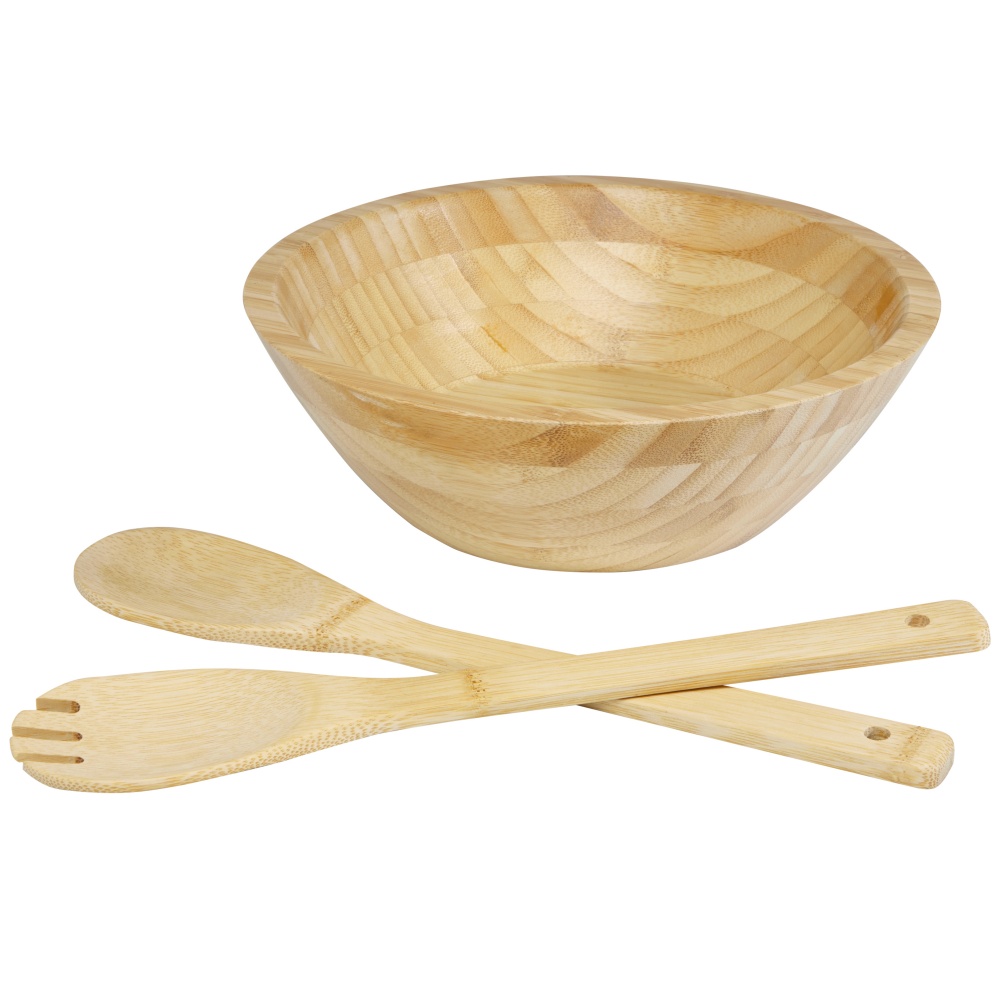 Logo trade promotional items image of: Argulls bamboo salad bowl and tools