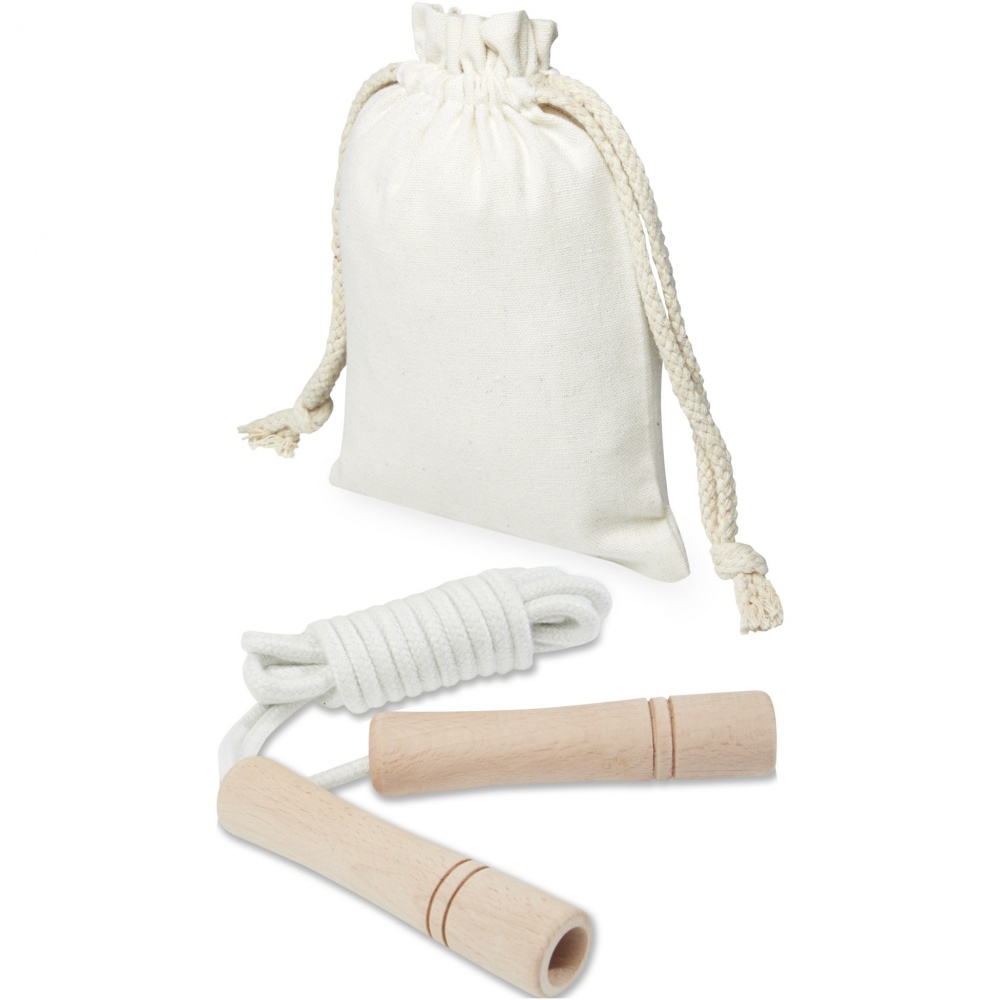 Logotrade promotional giveaway picture of: Denise wooden skipping rope in cotton pouch