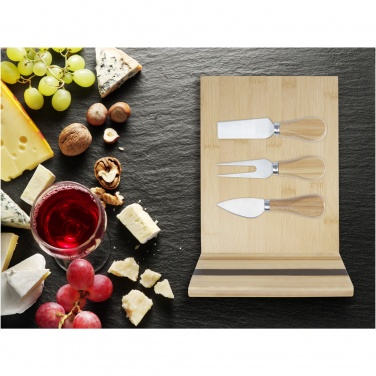 Logo trade promotional giveaway photo of: Mancheg bamboo magnetic cheese board and tools