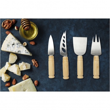 Logo trade advertising products picture of: Cheds 4-piece bamboo cheese set