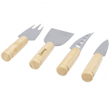 Logo trade promotional product photo of: Cheds 4-piece bamboo cheese set