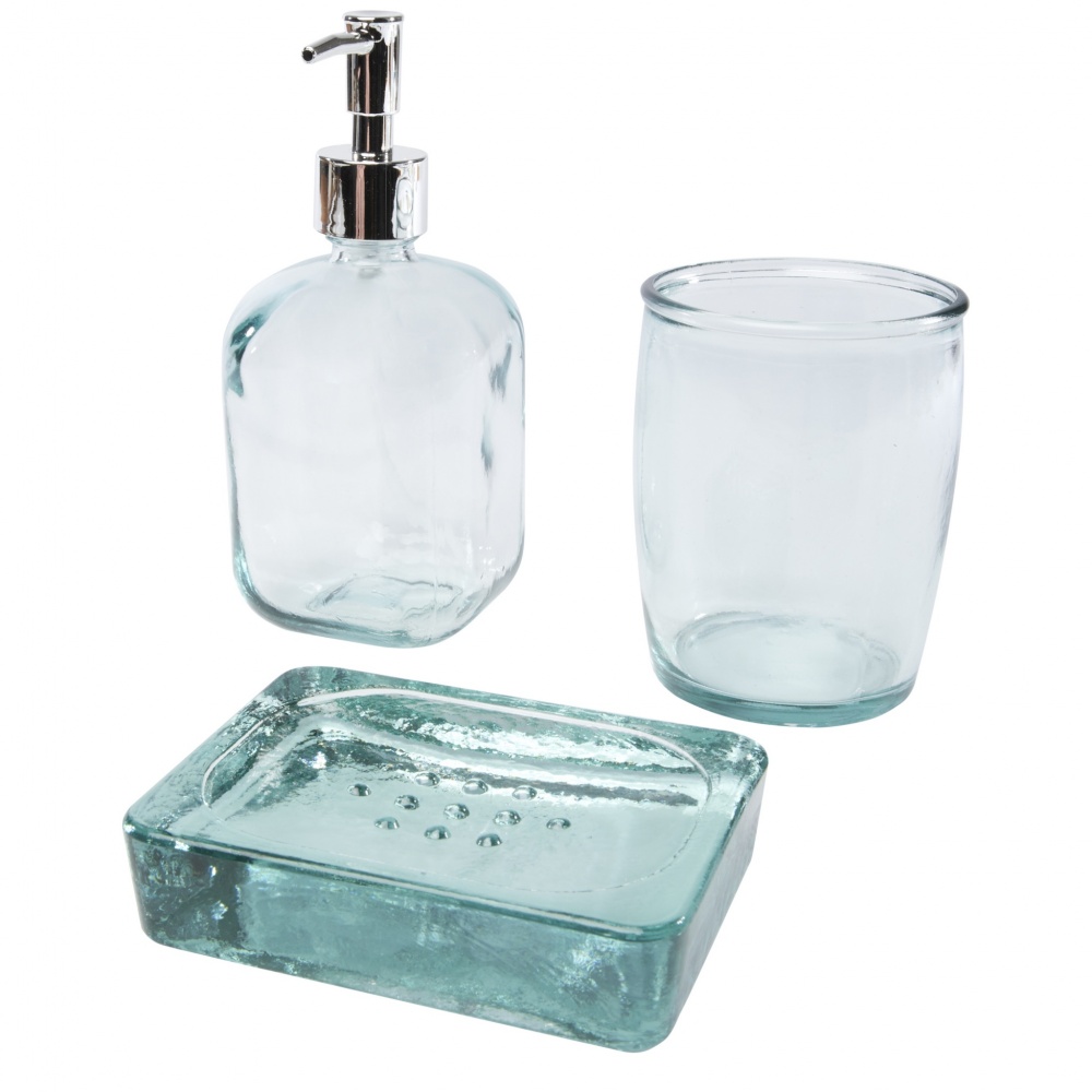 Logotrade promotional item image of: Jabony 3-piece recycled glass bathroom set