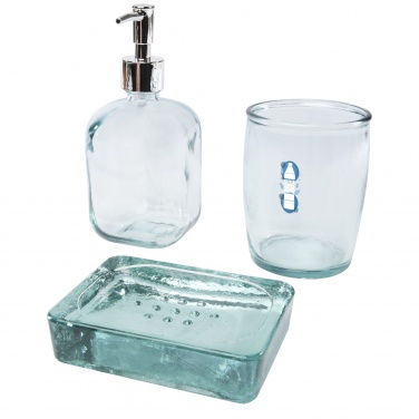 Logotrade promotional gift image of: Jabony 3-piece recycled glass bathroom set