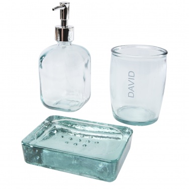 Logotrade promotional item picture of: Jabony 3-piece recycled glass bathroom set