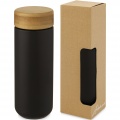 Lumi 300 ml ceramic tumbler with bamboo lid, Solid black