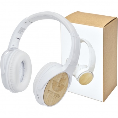 Logo trade promotional products image of: Athos bamboo Bluetooth® headphones with microphone