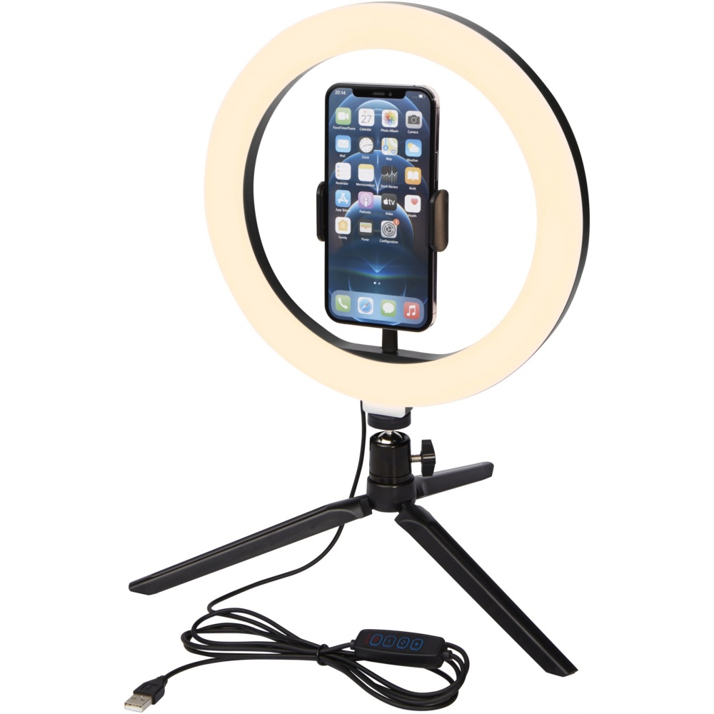 Logo trade promotional giveaways picture of: Studio ring light for selfies and vlogging with phone holder and tripod