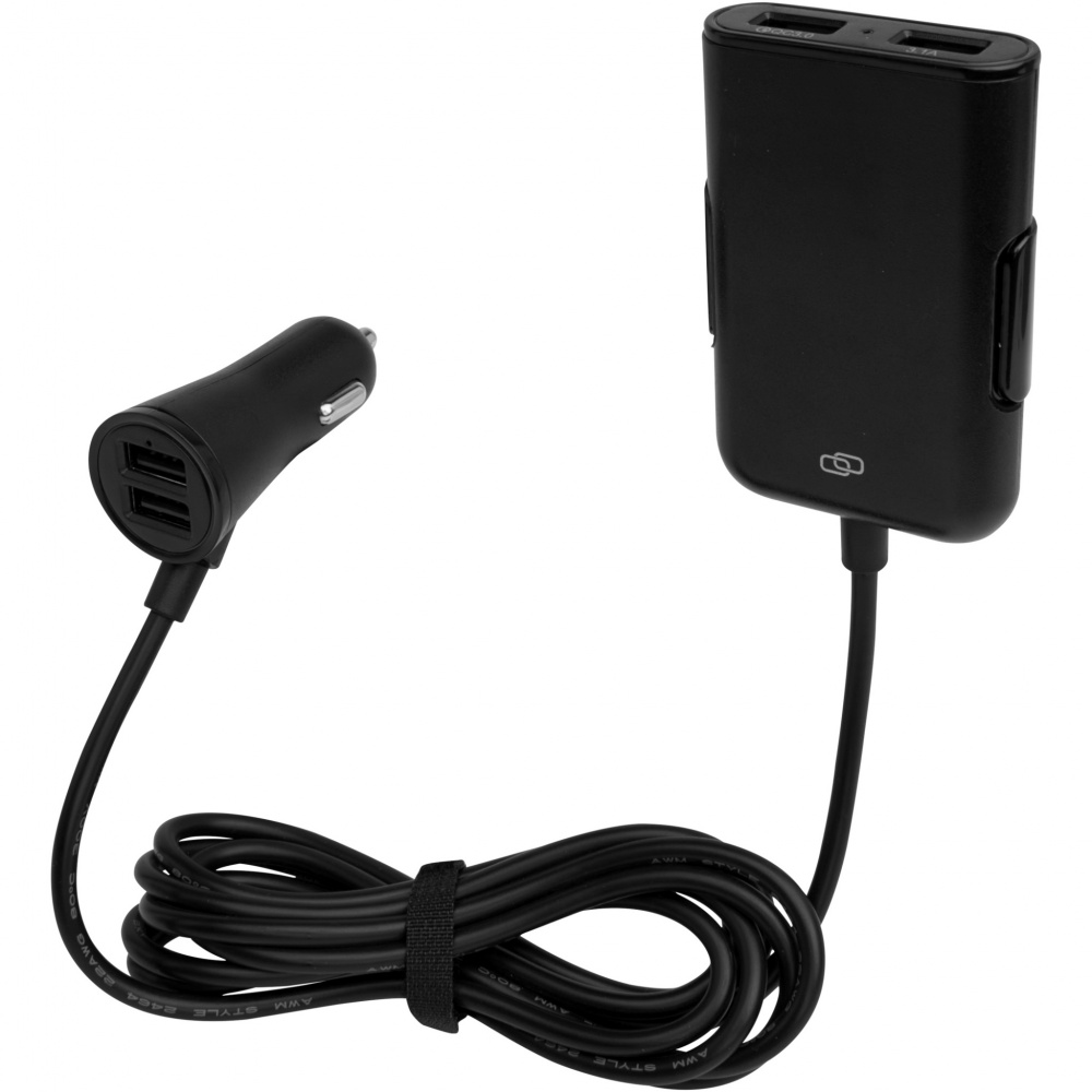 Logo trade promotional item photo of: Pilot dual car charger with QC 3.0 dual back seat extended charger