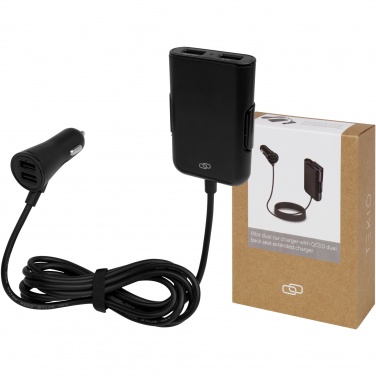 Logo trade promotional giveaways picture of: Pilot dual car charger with QC 3.0 dual back seat extended charger