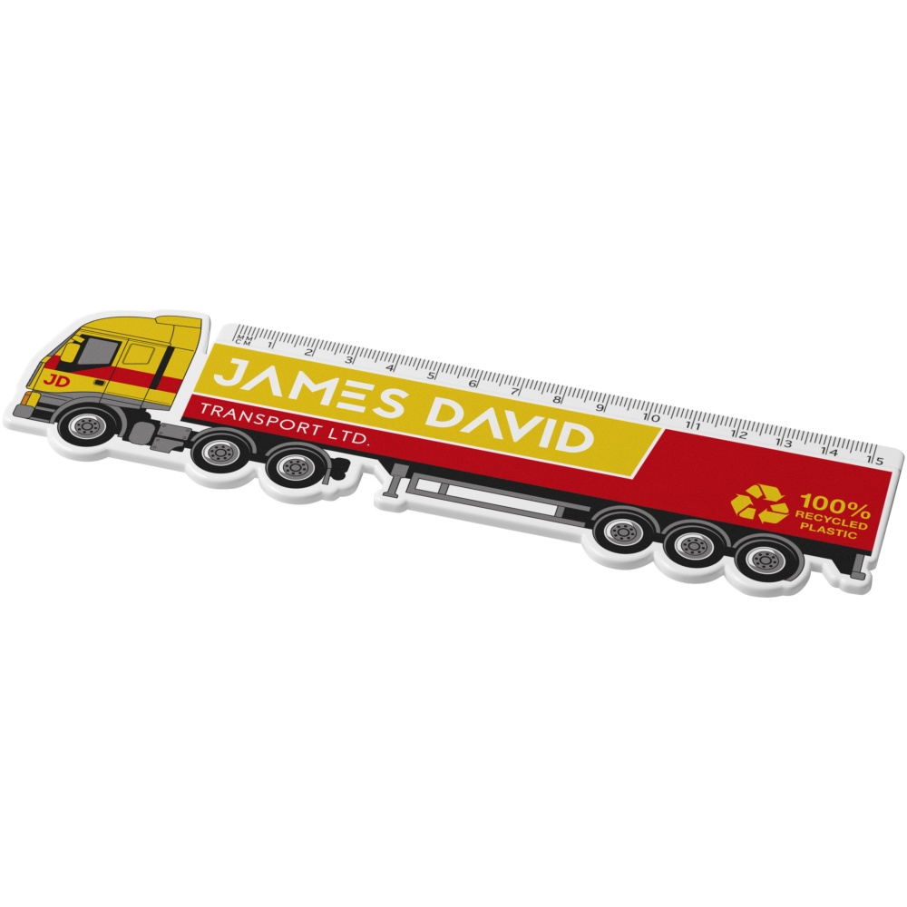 Logotrade advertising products photo of: Tait 15 cm lorry-shaped recycled plastic ruler