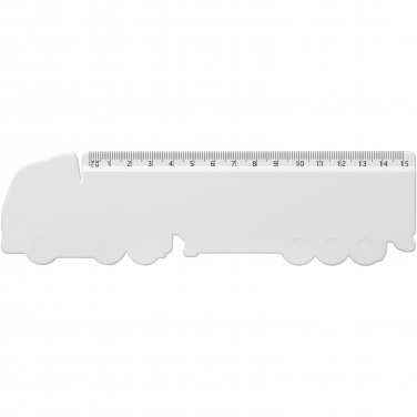 Logo trade promotional merchandise photo of: Tait 15 cm lorry-shaped recycled plastic ruler