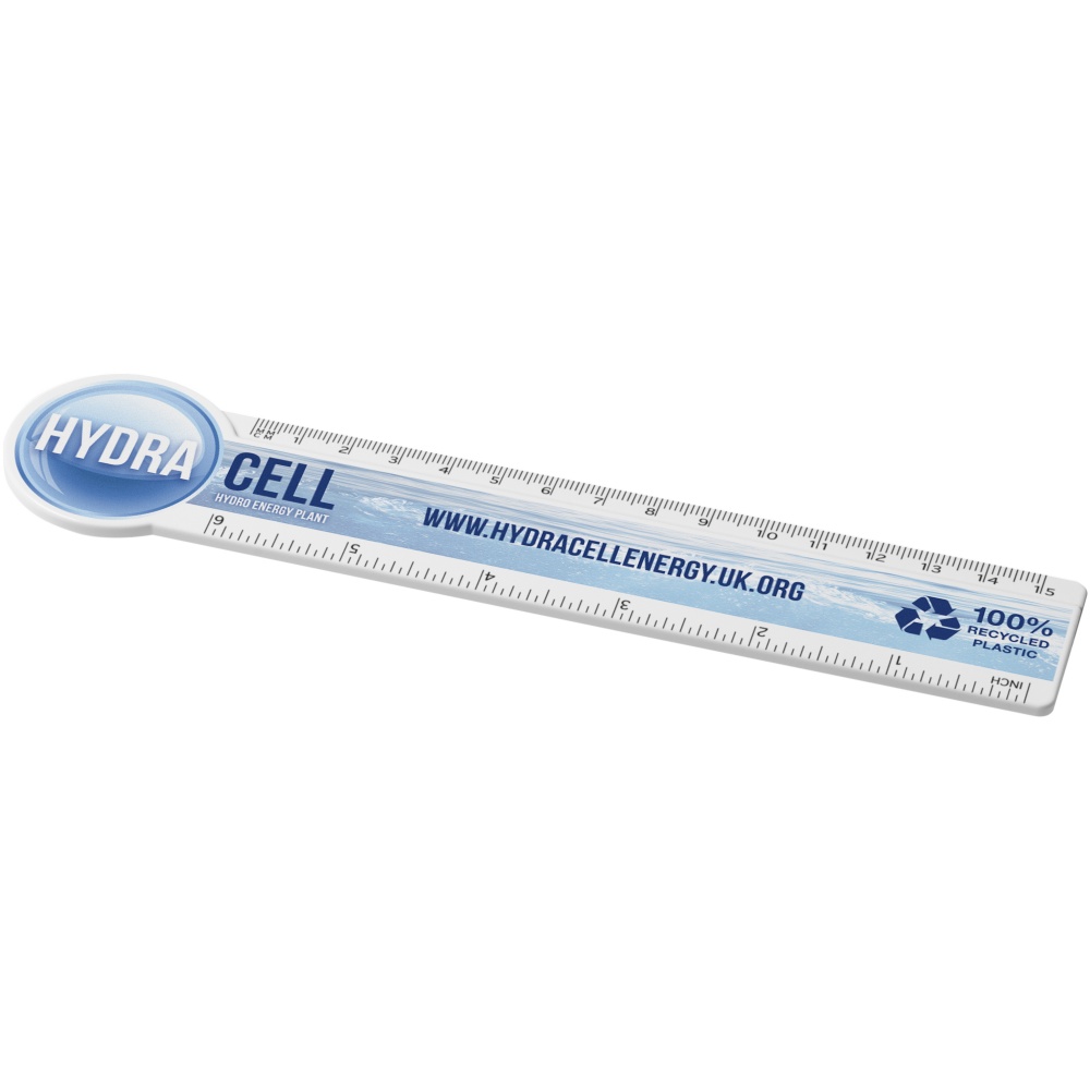 Logotrade promotional item image of: Tait 15 cm circle-shaped recycled plastic ruler 