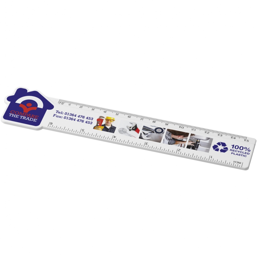 Logo trade promotional giveaways picture of: Tait 15 cm house-shaped recycled plastic ruler