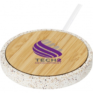 Logo trade corporate gifts picture of: Terrazzo 10W wireless bamboo charging pad