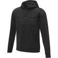 Sayan men's half zip anorak hooded sweater, Solid black