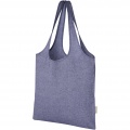 Pheebs 150 g/m² recycled cotton trendy tote bag 7L, Heather blue