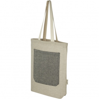 Logotrade advertising product image of: Pheebs 150 g/m² recycled cotton tote bag with front pocket 9L